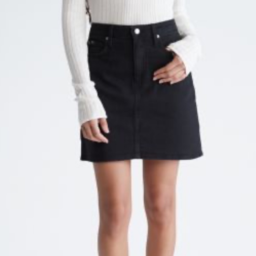 FRED Mini Denim Skirt Black Cotton Raw hem Mobwife Goth Rock Sz S